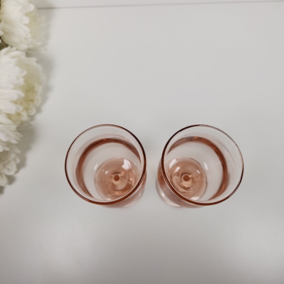 Vintage Pink Hurricane Depression Wine Glass Set of 2, Goblet, Art Deco, Retro - Picture 5 of 8